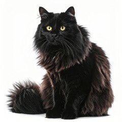 Majestic Black Cat with Golden Eyes Sitting Comfortably.