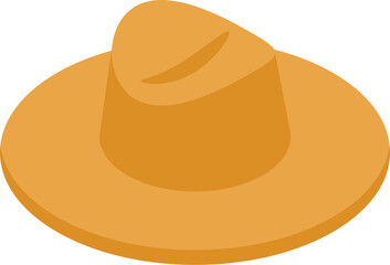 Isometric projection of a classic panama hat, showcasing its timeless design and wide brim