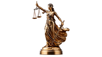Lady Justice Statue: A finely crafted statue of Lady Justice, the allegorical personification of moral justice, poised with scales and sword. Depicting the essence of fairness and law.