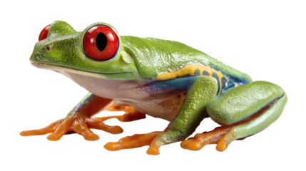 Red-Eyed Tree Frog: A vibrant close-up captures the striking beauty of a red-eyed tree frog, showcasing its large, mesmerizing red eyes and striking green body