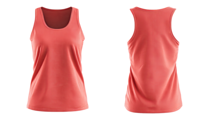 Coral tank top, front and back views