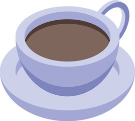 Purple cup of coffee resting on matching saucer, refreshing beverage enjoyed during coffee break