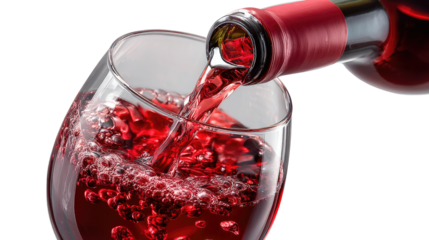 A Taste of Tradition: Wine being poured into a crystal glass from a classic bottle, epitomizing the elegance and pleasure of this ancient libation. 