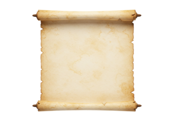 Old parchment scroll PNG isolated, antique paper roll with aged texture for historical documents and treasure maps
