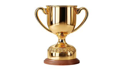 Golden Trophy of Success: A close-up view of a gleaming golden trophy, the emblem of achievement, perfectly positioned against a clear backdrop.