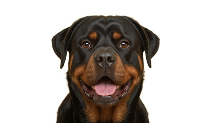 Obraz premium Happy Rottweiler Dog Portrait Close-up of a Smiling Black and Brown Breed