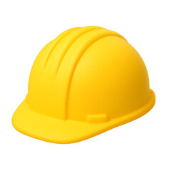 Fototapeta premium 3D yellow safety helmet, construction hard hat, isolated on transparent background