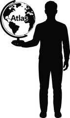man with globe, atlas logo 