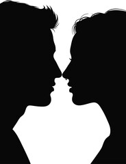 Man and woman silhouette face on face 