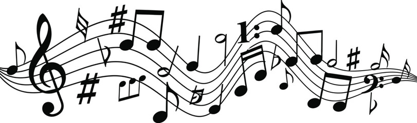 Music notes wave isolated, group musical vector   © Alpona