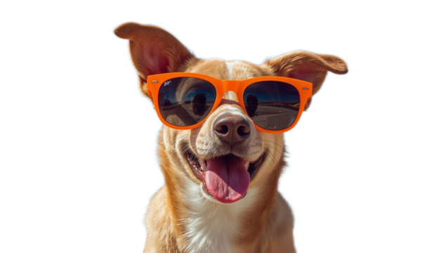 Happy Dog Wearing Sunglasses A Playful and Fun Portrait. Enjoying the Sunny Day
