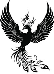 vector illustration of an phoenix black and white 