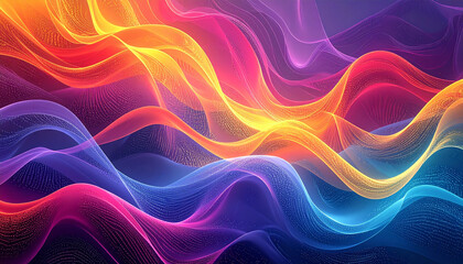 Colorful AI-inspired digital wave pattern with futuristic gradient flow, abstract modern background. No people, no text, no watermark.