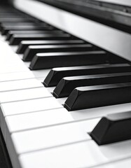 Piano Keys in Black and White - A Musical Instrument Detail.