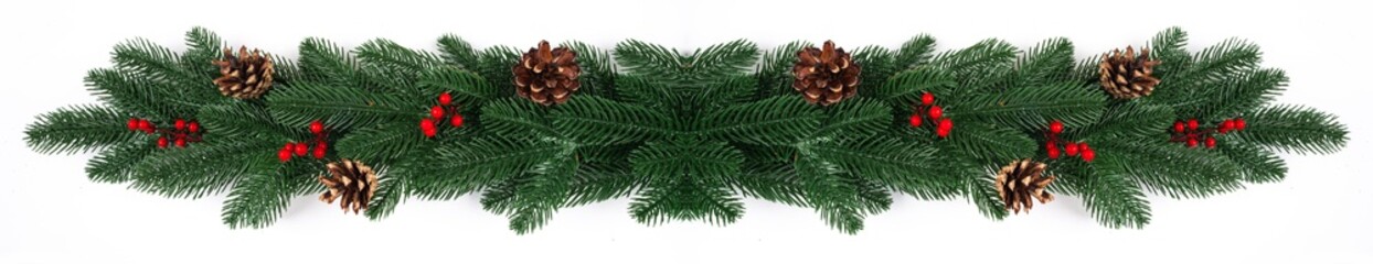 Christmas border in a row on white