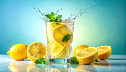 Refreshing Lemonade Splash - A Zesty Summer Drink with Fresh Lemons.