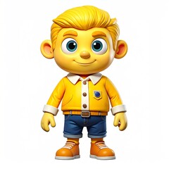 Cartoon Boy in Yellow Shirt - A Cheerful and Playful Character Illustration.