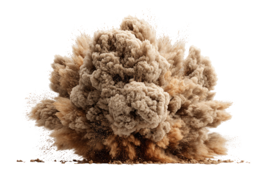 Explosion of beige and tan colored dust