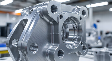 Fototapeta premium Close up of a Metal Industrial Gearbox or Machine Part