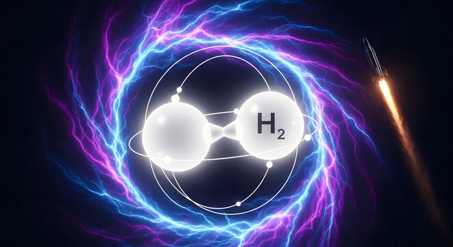Hydrogen Molecule H2 Atomic Structure with Electron Orbitals