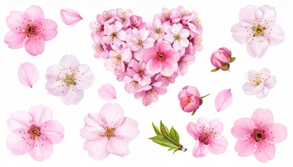 Floral Heart - A Delicate Arrangement of Pink Cherry Blossoms.