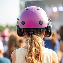 Protecting Hearing at a Loud Event with Ear Protection.
