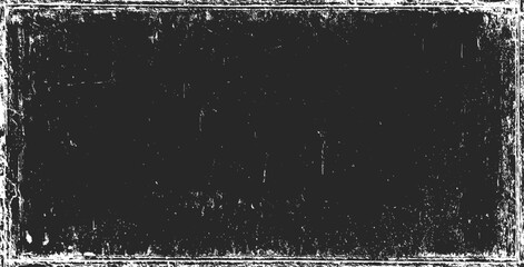 Worn black grunge texture. Weathered paper effect. White grainy texture on black background. Dust overlay textured. Grain noise particles. Torn graininess pattern. Vector illustration, EPS 10.