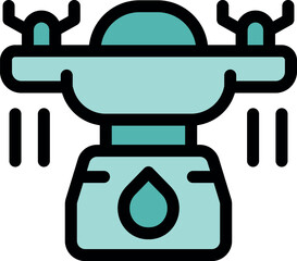 Automated drone spraying water or fertilizer over crops, increasing efficiency and precision in modern agriculture