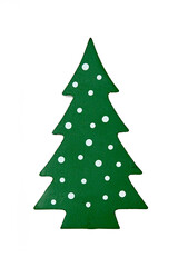 Green wooden Christmas fir tree ornament isolated on white background