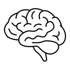 brain from side line icon with editable stroke