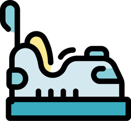 Electric bumper car moving on a platform in an amusement park ride, providing fun for children and adults