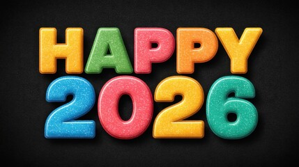Vibrant and Glowing New Year Design Featuring Colorful Lettering for Celebratory Events and Festive Occasions in 2026