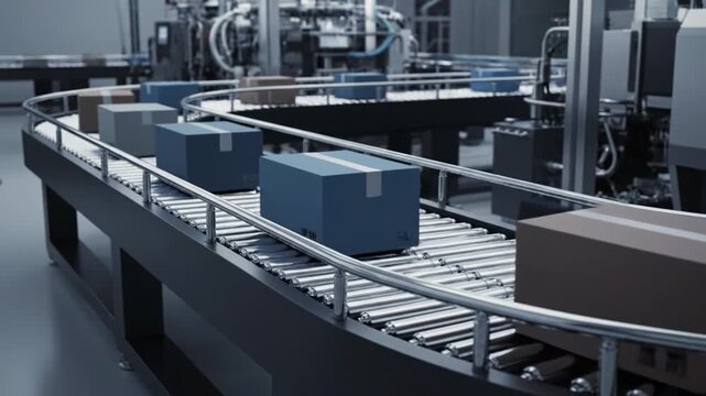 Automated conveyor system efficiently transports packages within modern warehouse, showcasing advanced technology and innovative design that enhances logistics and streamlines transport operations