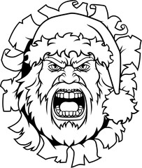 An angry Santa Claus father Christmas cartoon character mascot