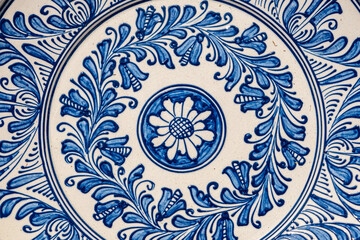 close up of  ornamental ceramic plate background