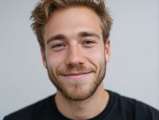 Obraz premium A man with a beard smiles at the camera