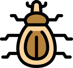 Simple brown and beige beetle icon, representing insects, wildlife, and nature
