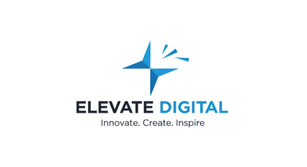 Elevate Digital Logo with Abstract Blue Star Design.