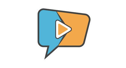 Play Button Inside Speech Bubble - Modern Communication Icon.