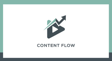 Content Flow Logo with Play Button and Upward Arrow.