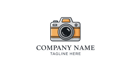 Vintage camera logo design for photography business with company name and tagline.
