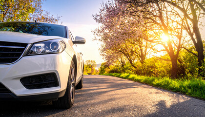 white car on asphalt road