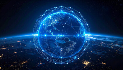Global connection network background. World map. High-speed internet technology concept or fast wireless data transmission. modern internet network connection technology background
