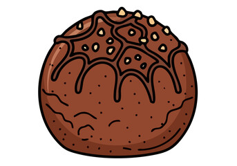 A charming truffle sweet icon illustration.  Bold, dark outline on a soft beige background. Perfect for branding, food design, or digital assets. Clean, modern style.