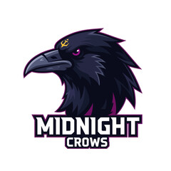 A stylized illustration of a dark purple and black crow head wearing a sailor's cap with an anchor, above the text "Midnight Crows".
