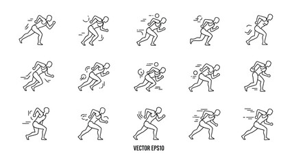 Sprint Sequence: a runner's stride cycle illustration to represent motion, speed, and athleticism. A clear line art captures each stage of the runner's sprint in action.