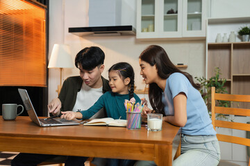 Family Asian spending happy time together.