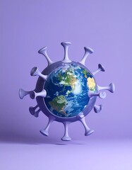 Global Impact - Earth as Coronavirus, Pandemics Worldwide Reach.