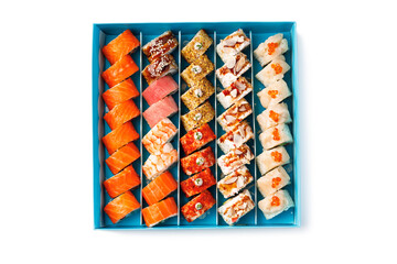 Colorful sushi platter arranged for a delightful meal experience