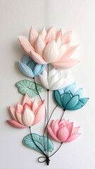 Crafting a delicate firefly mobile art piece with lotus flowers indoor space paper sculpture whimsical atmosphere